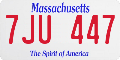 MA license plate 7JU447