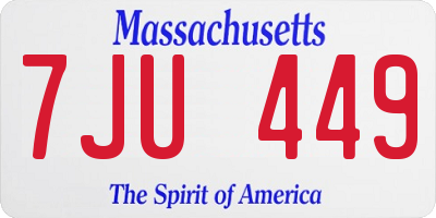 MA license plate 7JU449