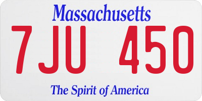 MA license plate 7JU450
