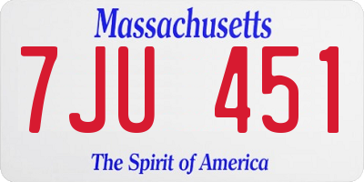 MA license plate 7JU451