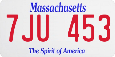 MA license plate 7JU453