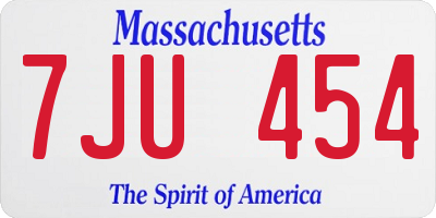 MA license plate 7JU454