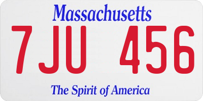 MA license plate 7JU456