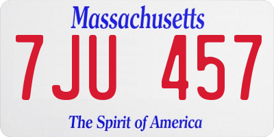 MA license plate 7JU457