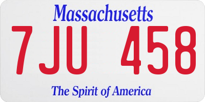 MA license plate 7JU458