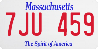 MA license plate 7JU459
