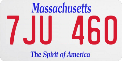 MA license plate 7JU460
