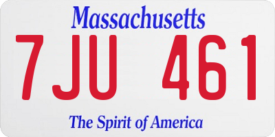 MA license plate 7JU461