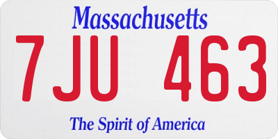 MA license plate 7JU463