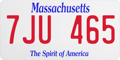 MA license plate 7JU465