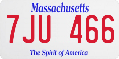 MA license plate 7JU466