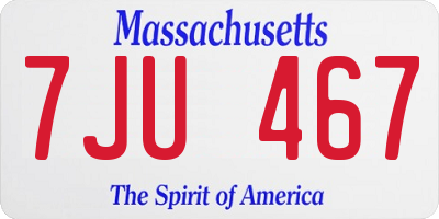 MA license plate 7JU467