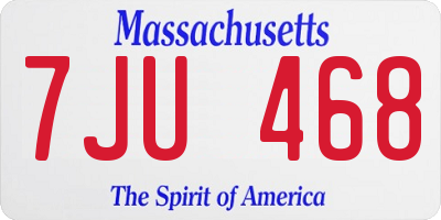 MA license plate 7JU468