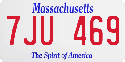 MA license plate 7JU469