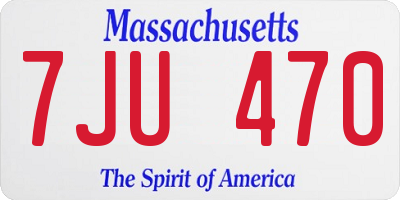 MA license plate 7JU470