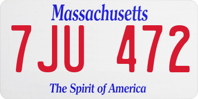 MA license plate 7JU472