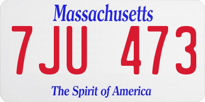MA license plate 7JU473