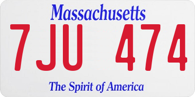 MA license plate 7JU474
