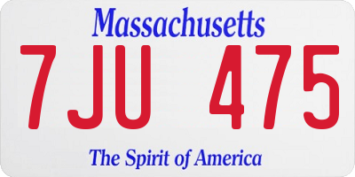 MA license plate 7JU475