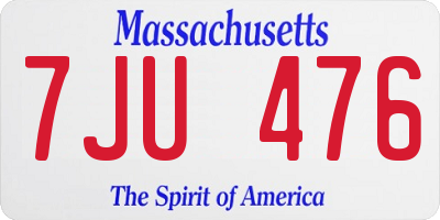 MA license plate 7JU476