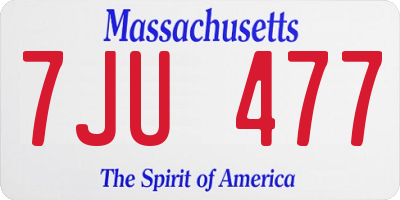MA license plate 7JU477