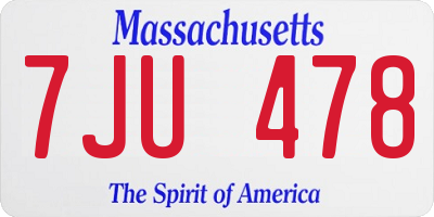 MA license plate 7JU478