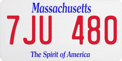 MA license plate 7JU480