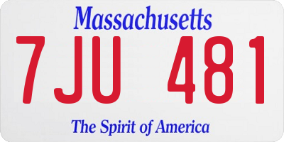 MA license plate 7JU481