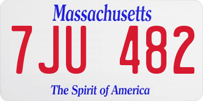 MA license plate 7JU482
