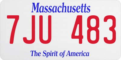 MA license plate 7JU483