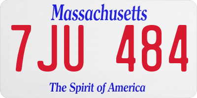 MA license plate 7JU484