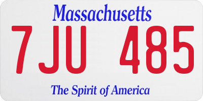 MA license plate 7JU485