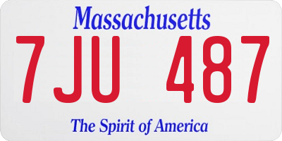 MA license plate 7JU487