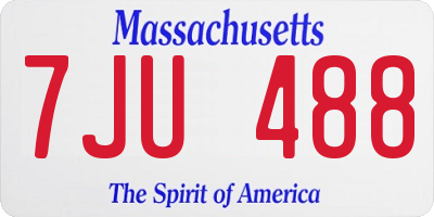 MA license plate 7JU488