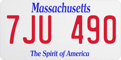 MA license plate 7JU490