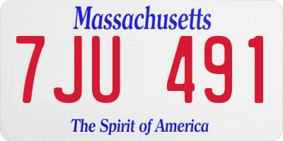 MA license plate 7JU491