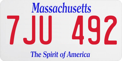 MA license plate 7JU492