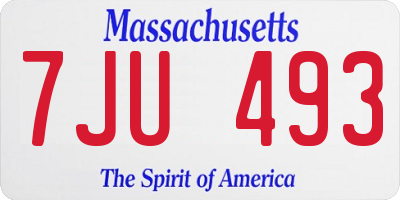 MA license plate 7JU493