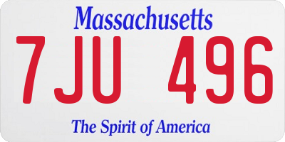 MA license plate 7JU496