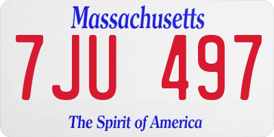 MA license plate 7JU497