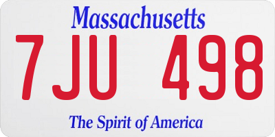 MA license plate 7JU498