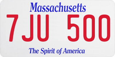 MA license plate 7JU500