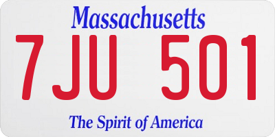 MA license plate 7JU501