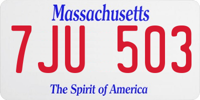 MA license plate 7JU503