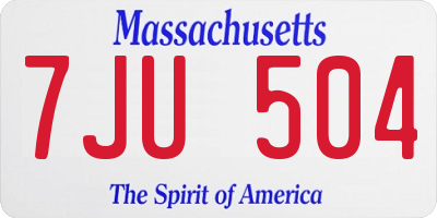 MA license plate 7JU504
