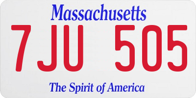 MA license plate 7JU505
