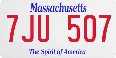 MA license plate 7JU507