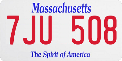 MA license plate 7JU508