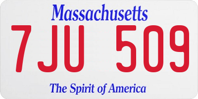 MA license plate 7JU509