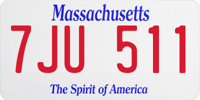 MA license plate 7JU511